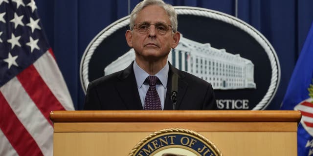 Merrick Garland, U.S. attorney general, during a news conference at the Department of Justice in Washington, D.C., U.S., on Monday, Nov. 8, 2021. Today the U.S. Treasury Department's Office of Foreign Assets Control (OFAC) sanctioned two ransomware operators and a virtual currency exchange network that launder the proceeds of ransomware. Photographer: Ting Shen/Bloomberg via Getty Images