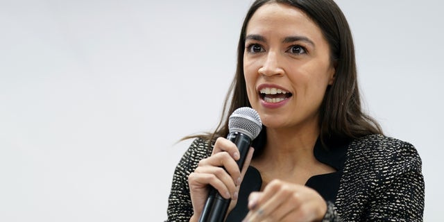 Rep. Alexandria Ocasio-Cortez speaks at the U.N. climate conference in Glasgow, Scotland, on Nov. 9, 2021 in Glasgow, Scotland.
