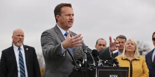 Rep. Michael Cloud speaks during a news conference with members of the House Freedom Caucus on March 17, 2021, in Washington, D.C. (Chip Somodevilla/Getty Images)