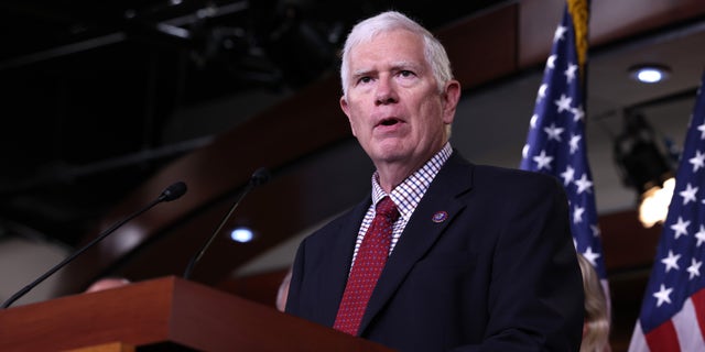 WASHINGTON, DC - JUNE 15: Rep. Mo Brooks (R-AL) speaks at a news conference on the "Fire Fauci Act" on Capitol Hill on June 15, 2021 in Washington, DC. (Photo by Anna Moneymaker/Getty Images)