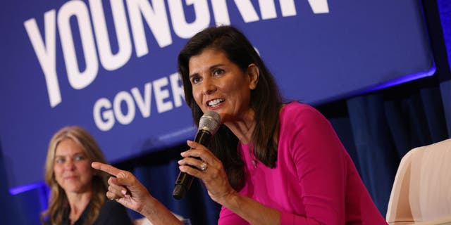 Nikki Haley speaks during a campaign event for Glenn Youngkin, on July 14, 2021, in McLean, Virginia. 