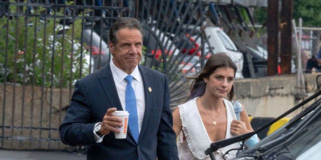 New York Gov. Andrew Cuomo and Michaela Kennedy-Cuomo at the Eastside Heliport in Midtown on Aug. 10, 2021, in New York City. (Photo by Gotham/GC Images)