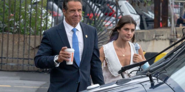 New York Gov. Andrew Cuomo and Michaela Kennedy-Cuomo at the Eastside Heliport in Midtown on Aug. 10, 2021, in New York City. (Photo by Gotham/GC Images)