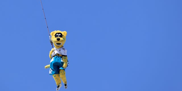 Jaxson de Ville performs during the game against the Arizona Cardinals at TIAA Bank Field on Sept. 26, 2021, in Jacksonville, Florida. 