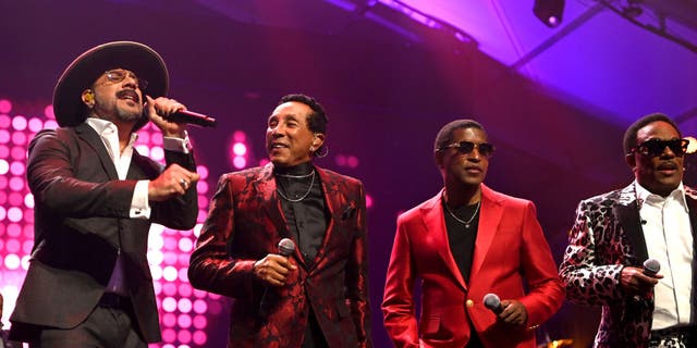 AJ McLean, Smokey Robinson, Kenny 'Babyface' Edmonds and Charlie Wilson perform onstage during the 25th annual Keep Memory Alive 'Power of Love Gala' benefit for the Cleveland Clinic Lou Ruvo Center for Brain Health at Resorts World Las Vegas on October 16, 2021 in Las Vegas, Nevada. (Photo by Denise Truscello/Getty Images for Keep Memory Alive)
