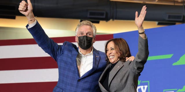 NORFOLK, VIRGINIA - OCTOBER 29: U.S. Vice President Kamala Harris campaigns with Democratic gubernatorial candidate, former Virginia Gov. Terry McAuliffe during a campaign event featuring singer Pharrell Williams October 29, 2021 in Norfolk, Virginia. The Virginia gubernatorial election, pitting McAuliffe against Republican candidate Glenn Youngkin, is November 2. (Photo by Win McNamee/Getty Images)