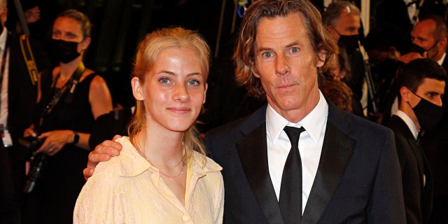 Danny Moder and daughter Hazel Moder arrive at the premiere of 'Flag Day' during the 74th Cannes Film Festival held at the Palais des Festivals in Cannes, France.