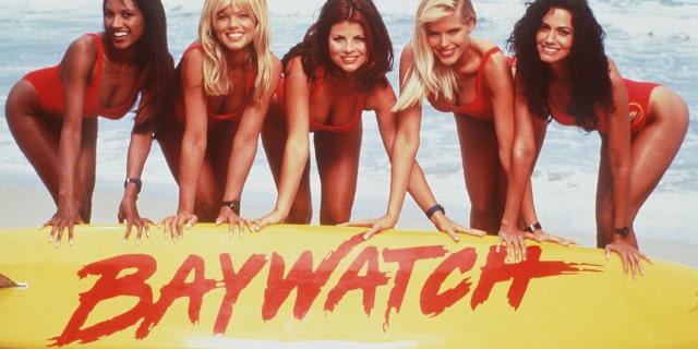 The Girls Of ‘Baywatch’, circa 1996. From L-R: Traci Bingham, Donna D'Errico, Yasmine Bleeth, Gena Lee Nolin And Nancy Valen.