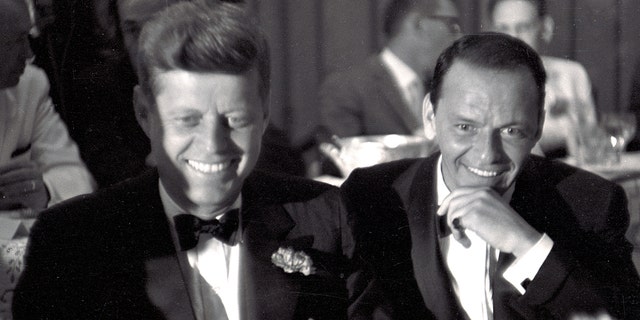 US Senator (and future US President) John F Kennedy (1917 - 1963) (left) and entertainer Frank Sinatra (1915 - 1998) attend a black tie, Democratic Committee Dinner at the Beverly Hilton Hotel, Los Angeles, California, July 10, 1960. 