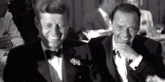 US Senator (and future US President) John F Kennedy (1917 - 1963) (left) and entertainer Frank Sinatra (1915 - 1998) attend a black tie, Democratic Committee Dinner at the Beverly Hilton Hotel, Los Angeles, California, July 10, 1960.