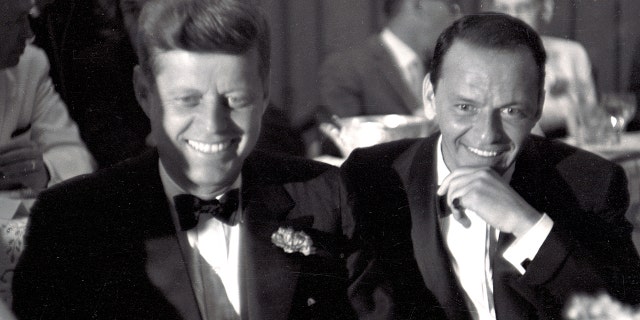 US Senator (and future US President) John F Kennedy (1917 - 1963) (left) and entertainer Frank Sinatra (1915 - 1998) attend a black tie, Democratic Committee Dinner at the Beverly Hilton Hotel, Los Angeles, California, July 10, 1960. 