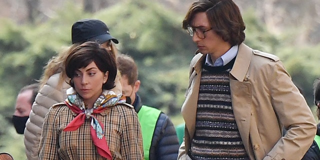 Lady Gaga and Adam Driver filming ‘House of Gucci’.