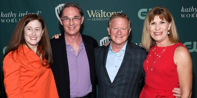 Former cast members from left to right: Kami Cotler, Richard Thomas, Eric Scott and Judy Norton pose during the screening and reception celebrating 'The Waltons' Homecoming' at The Garland on November 13, 2021 in North Hollywood, California. 
