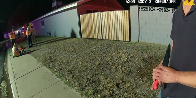 Police said the man ignored repeated commands to drop the knife.