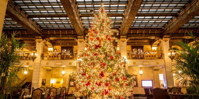 Christmas Tree Elegance at The Historic Davenport Hotel, Spokane, Washington