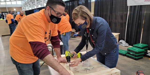 Woodworking with a Purpose building event hosted by Home Builders Association in Des Moines in April. 