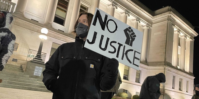 Protesters outside the Kenosha, Wisconsin, courthouse where Kyle Rittenhouse was acquitted (Credit: Fox News)