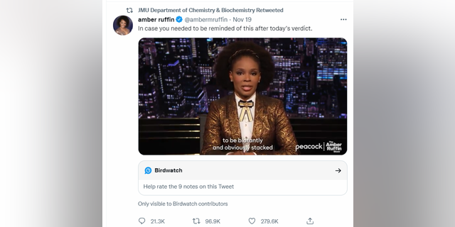James Madison University Chemistry Department Twitter screenshot.