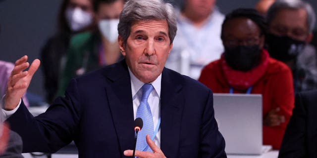 U.S. climate envoy John Kerry attends a UN climate summit in Glasgow, Scotland, on Nov. 12, 2021.