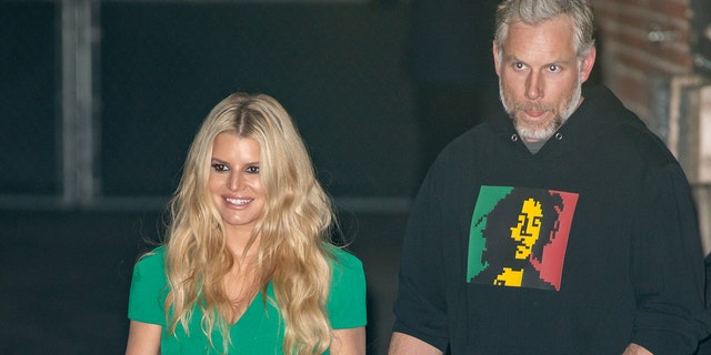 Jessica Simpson and Eric Johnson are seen at ‘Jimmy Kimmel Live’ on January 29, 2020 in Los Angeles, California. 
