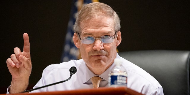 Rep. Jim Jordan, R-Ohio, during a Justice Department oversight hearing on Capitol Hill in Washington, D.C., on Oct. 21, 2021. 
