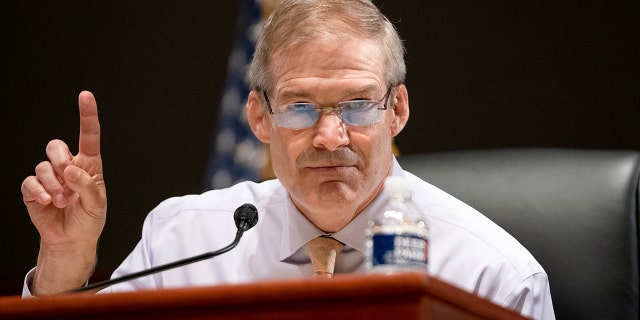 Rep. Jim Jordan, R-Ohio, during a Justice Department oversight hearing on Capitol Hill in Washington, D.C., on Oct. 21, 2021.