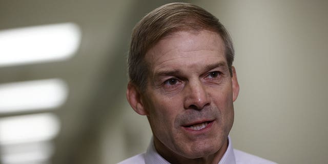 Rep. Jim Jordan, a Republican from Ohio, speaks to the press in the Rayburn House Office Building in Washington, D.C. 