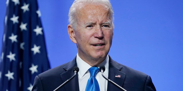 President Joe Biden speaks during a news conference at the COP26 U.N. Climate Summit, Tuesday, Nov. 2, 2021, in Glasgow, Scotland. (AP Photo/Evan Vucci)