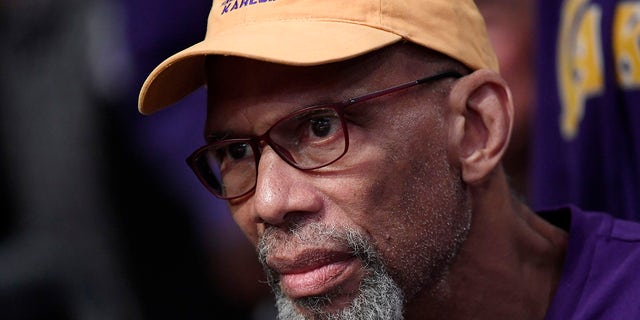 LOS ANGELES, CA - FEBRUARY 21: Los Angeles Lakers great Kareem Abdul-Jabbar attends the Los Angeles Lakers and Memphis Grizzlies basketball game at Staples Center on February 21, 2020 in Los Angeles, California.