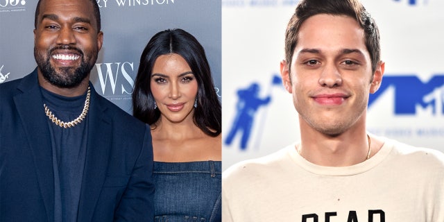 Kanye West, Kim Kardashian and Pete Davidson.