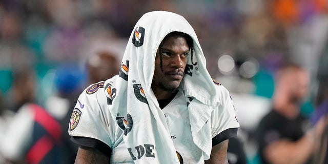 Baltimore Ravens quarterback Lamar Jackson during the Nov. 11, 2021, game against the Dolphins in Miami Gardens, Florida.