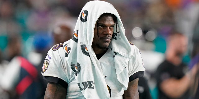 Baltimore Ravens quarterback Lamar Jackson during the Nov. 11, 2021, game against the Dolphins in Miami Gardens, Florida.