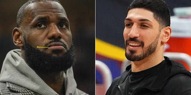 LeBron James, à esquerda, e Ennis Kanter.