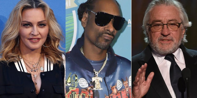 麦当娜, Snoop Dogg and Robert De Niro are among far-left stars with a history of anti-Trump rhetoric.