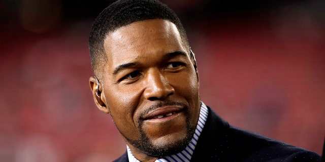 Michael Strahan is seen before the NFC Championship Game between the San Francisco 49ers and the Green Bay Packers in Santa Clara, California, Jan. 19, 2020.