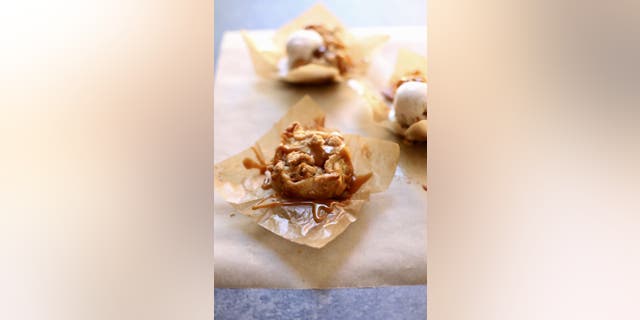 These mini caramel apple pies from Studio Delicious take an hour and 15 minutes to prepare.