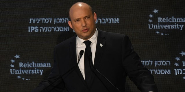 Prime Minister Naftali Bennett at Reichman University in Herzliya on Tuesday