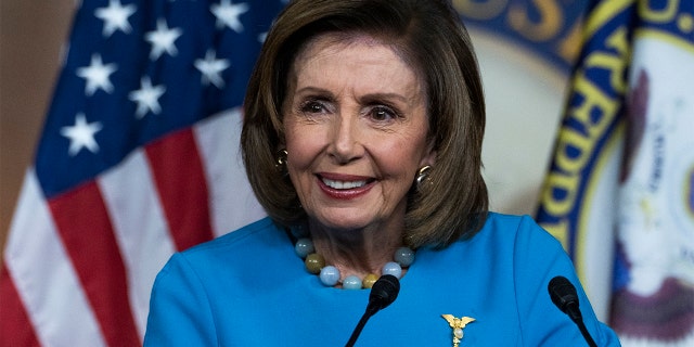 Speaker of the House Nancy Pelosi, D-Calif., conducts her weekly news conference in the Capitol Visitor Center on Thursday, Nov. 18, 2021.