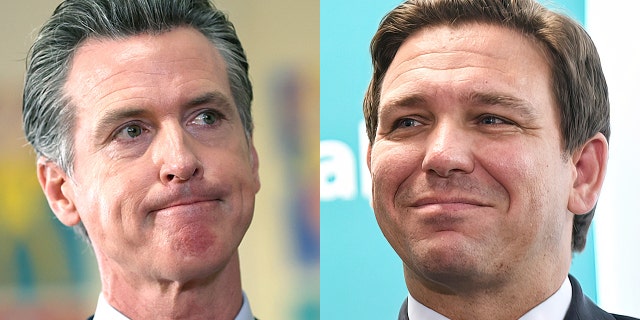 gobiernos.  Gavin Newsom y Ron DeSantis 