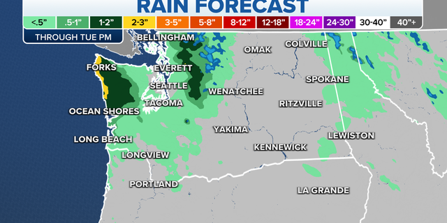 Rain forecast for the Northwest