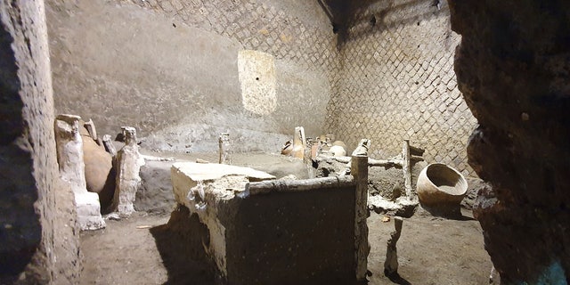 A view of the latest finding in Pompeii, Italy. Archeologists, excavating a villa amid the ruins of the 79 A.D. volcanic eruption, have discovered a room that served as both a dormitory and storage area, which officials said Saturday offered "a very rare insight the daily life of slaves." Italy’s culture minister, Dario Franceschini, said the find was "an important discovery that enriches the knowledge of the daily life of ancient Pompeiians, in particular the level of society still little known."