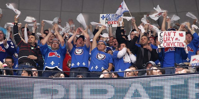 OTTAWA, CANADA - FEBRUARY 11: Fans of the Nordiques show their support to bring an NHL franchise back to Quebec during a game between the Ottawa Senators and the Edmonton Oilers on Hockey Day In Canada at Scotiabank Place on February 11, 2012 in Ottawa, Ontario, Canada.