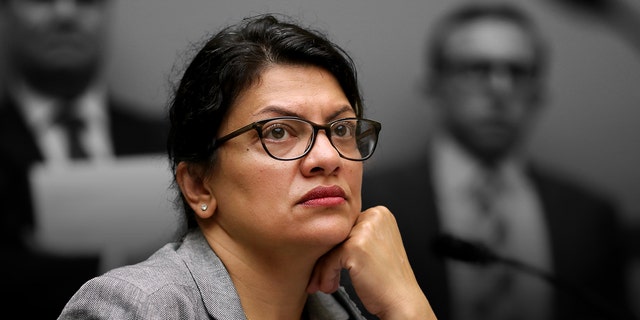 Rep. Rashida Tlaib, Michigan, listens as Acting Homeland Security Secretary Kevin McAleenan testifies before the House Oversight and Reform Committee July 18, 2019 in Washington, DC.