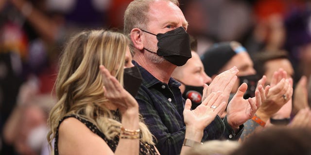 Phoenix Suns and Mercury owner Robert Sarver and wife Penny Sanders attend Game Two of the 2021 WNBA Finals at Footprint Center on October 13, 2021 in Phoenix, Arizona. The Mercury defeated the Sky 91-86 in overtime.