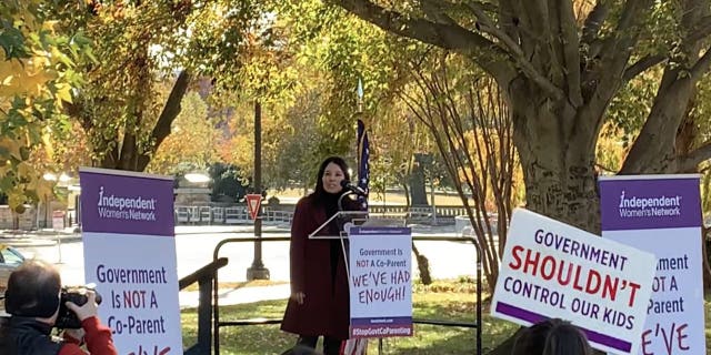 Parents Defending Education co-founder Nicole Neily speaking at parents' rally on Capitol Hill Nov. 16, 2021