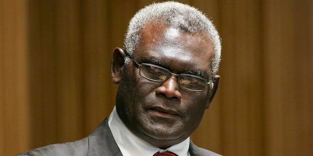 Manasseh Sogavare, prime Minister of Solomon Islands, attends a Lowy Institute event in Sydney on Monday Aug. 14, 2017. 