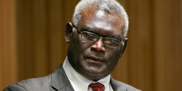 Manasseh Sogavare, prime Minister of Solomon Islands, attends a Lowy Institute event in Sydney on Monday Aug. 14, 2017.