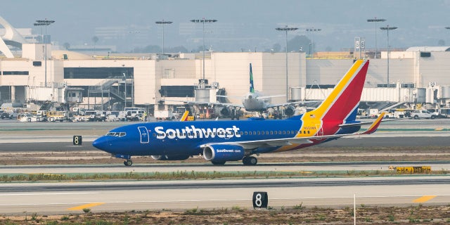 A Southwest Airlines Boeing 737-7H4 arrives at Los Angeles international Airport on Sept. 15, 2020.