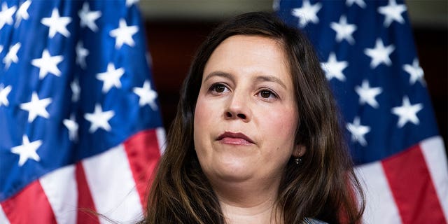 House Republican Conference Chair Rep. Elise Stefanik, R-N.Y., attends a news conference in the Capitol Visitor Center after a meeting of the conference on Tuesday, Oct. 26, 2021.