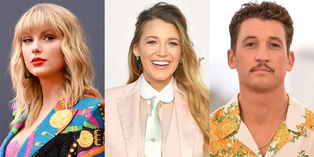 Taylor Swift (left) and Blake Lively (center) shows support for their ‘I Bet You Think About Me’ collaborator Miles Teller (right) after fans questioned his vaccination status.